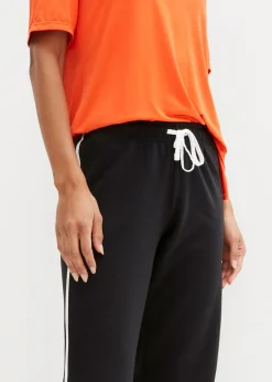bonprix bonprix Pantalón de chándal de algodón puro negro con rayas New