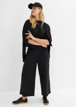 bonprix bonprix Pantalón de chándal de algodón orgánico con largo capri Negro Best