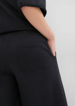 bonprix bonprix Pantalón de chándal de algodón orgánico con largo capri Negro Best