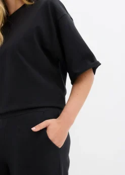 bonprix bonprix Pantalón de chándal de algodón orgánico con largo capri Negro Best