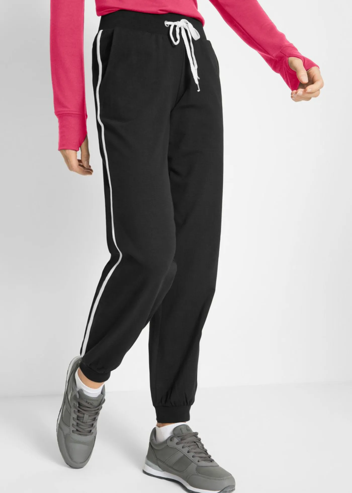 bonprix bonprix Pantalón de chándal de algodón Negro Outlet