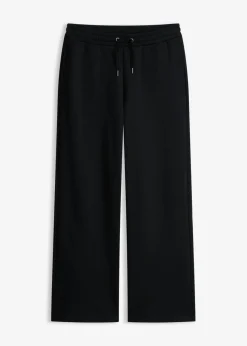 bonprix bonprix Pantalón de chándal de algodón orgánico puro con cintura alta Negro