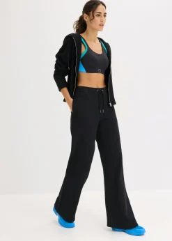 bonprix bonprix Pantalón de chándal de algodón orgánico puro con cintura alta Negro