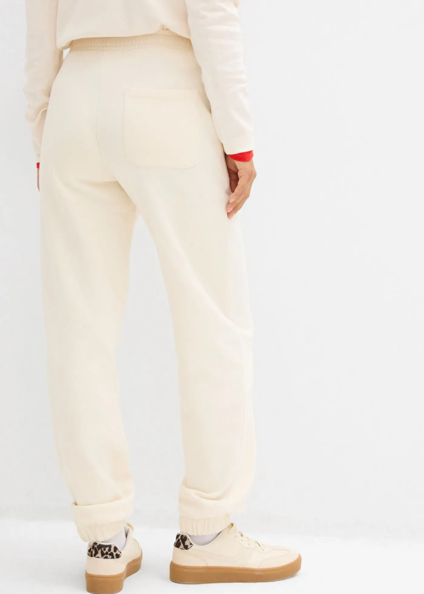 bonprix bonprix Pantalón de chándal de algodón puro Beige natural Online