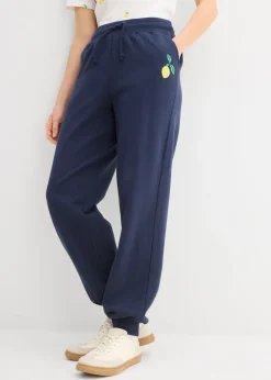 bonprix bonprix Pantalón de chándal de algodón puro Azul marino Online