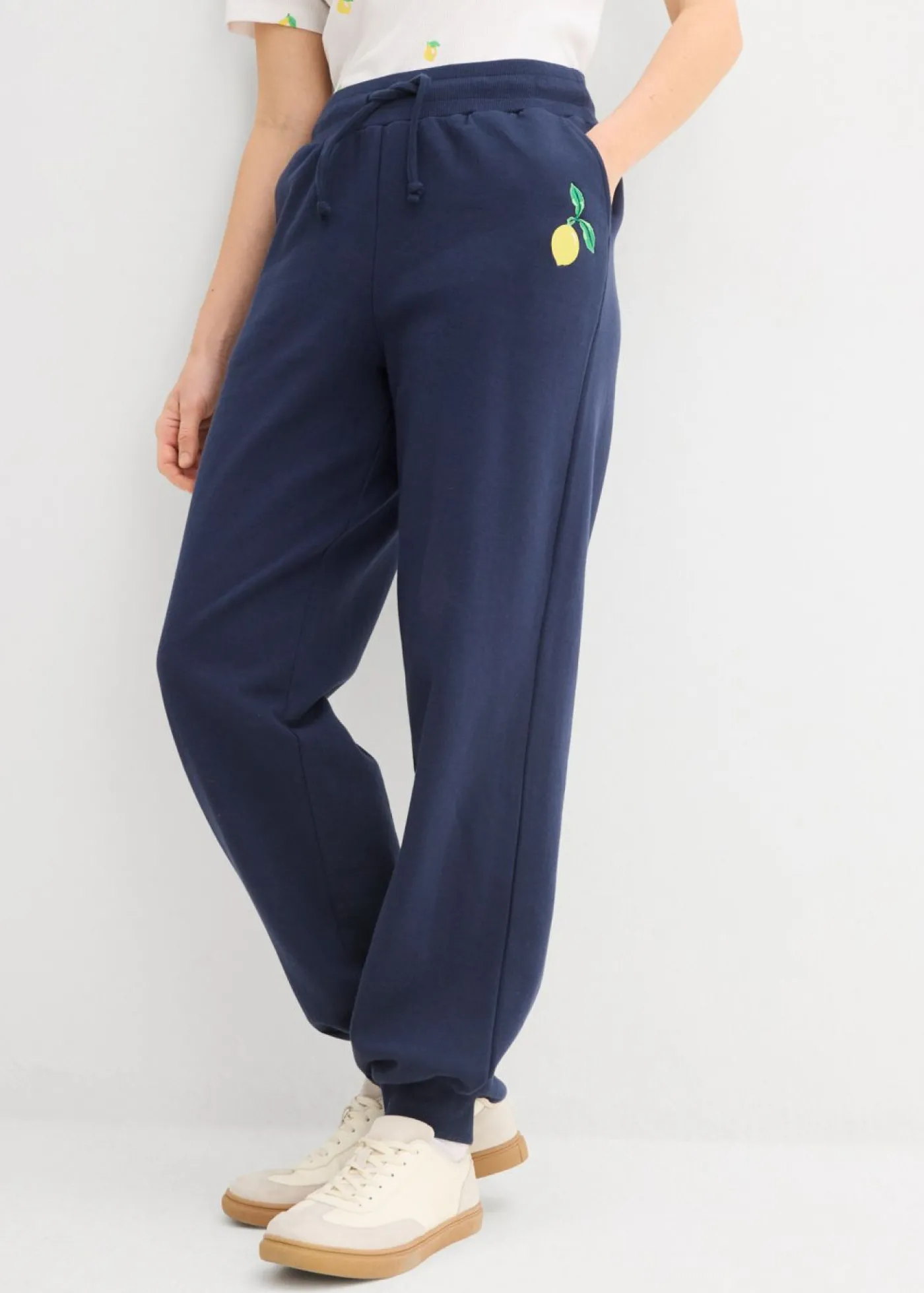 bonprix bonprix Pantalón de chándal de algodón puro Azul marino Online