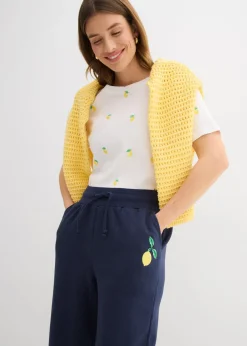 bonprix bonprix Pantalón de chándal de algodón puro Azul marino Online