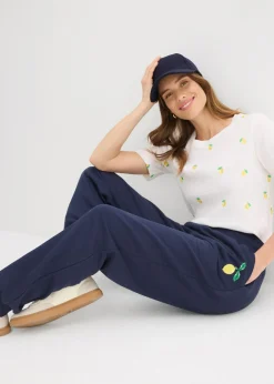 bonprix bonprix Pantalón de chándal de algodón puro Azul marino Online