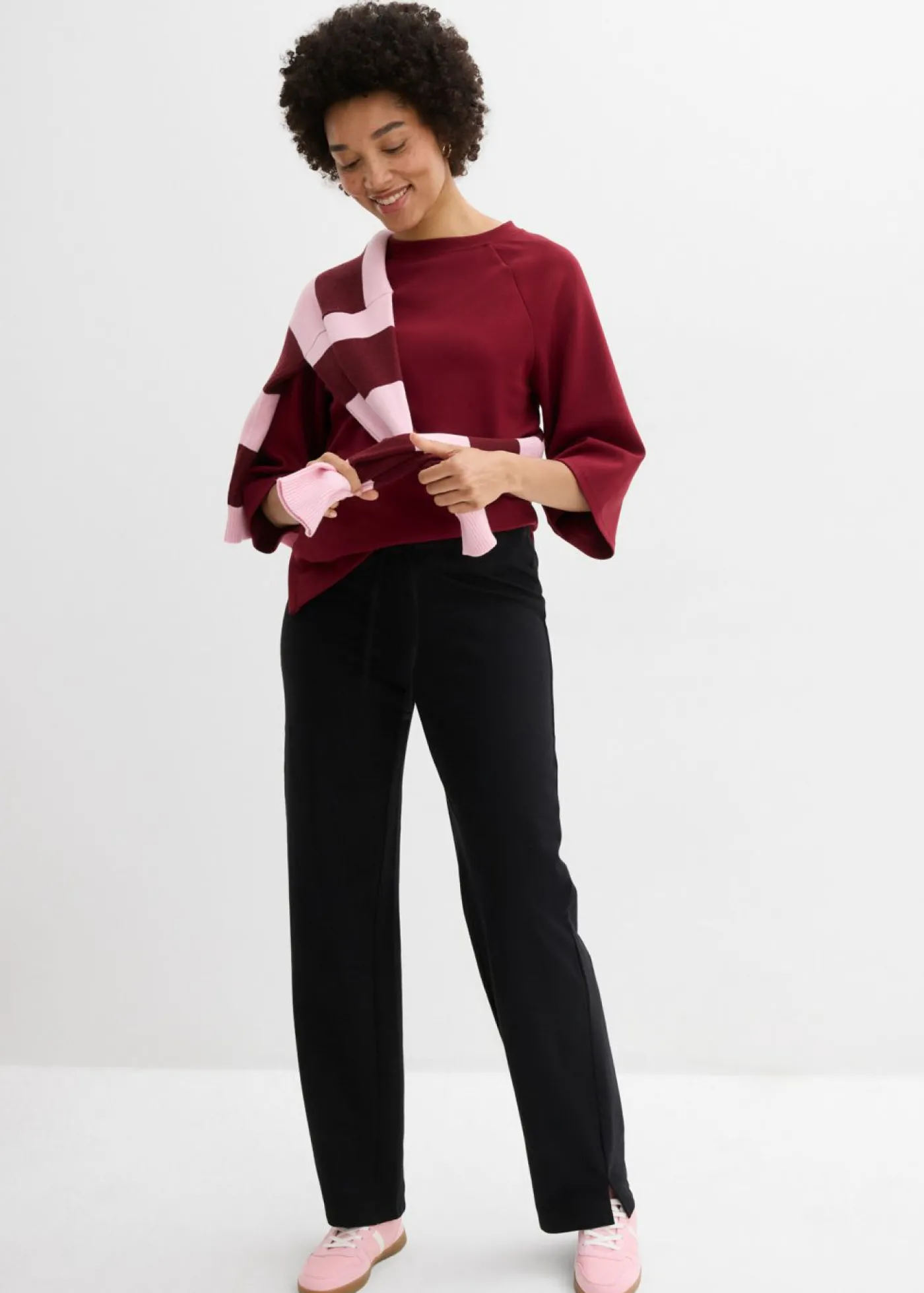 bonprix bonprix Pantalón de chándal de algodón ecológico puro Negro Online