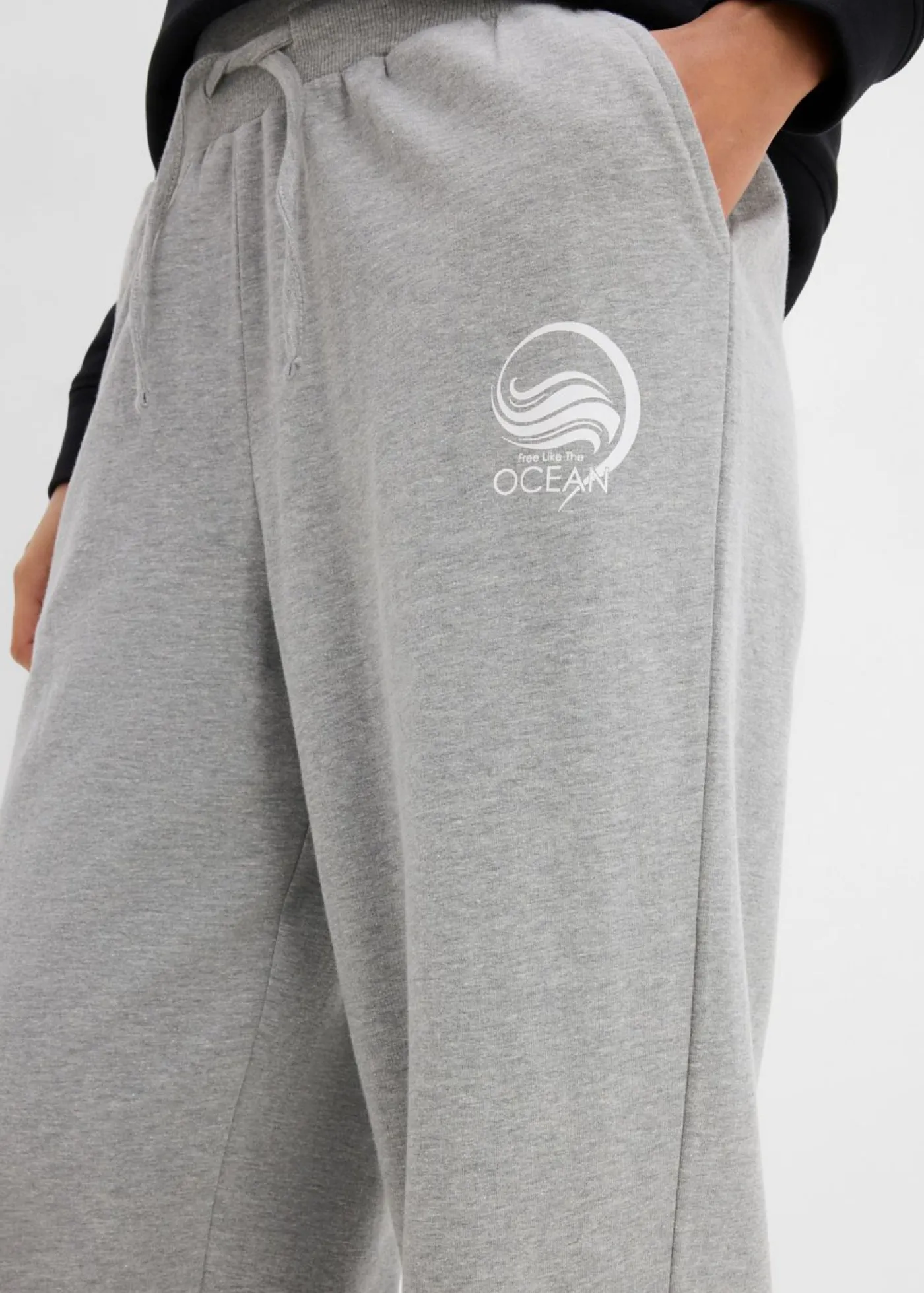 bonprix bonprix Pantalón de chándal de algodón puro Gris claro jaspeado-blanco