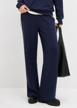 bonprix bonprix Pantalón de chándal de calidad interlock Azul con rayas longitudinales Clearance