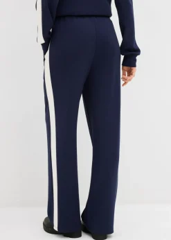 bonprix bonprix Pantalón de chándal de calidad interlock Azul con rayas longitudinales Clearance