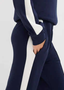 bonprix bonprix Pantalón de chándal de calidad interlock Azul con rayas longitudinales Clearance
