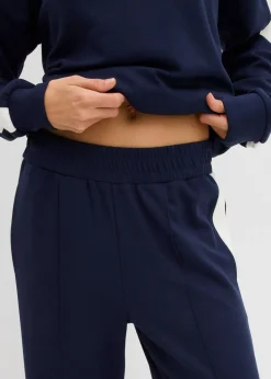 bonprix bonprix Pantalón de chándal de calidad interlock Azul con rayas longitudinales Clearance