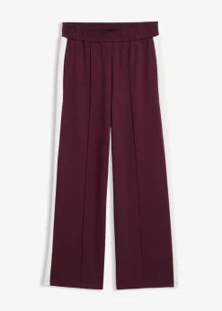 bonprix bonprix Pantalón de chándal de calidad interlock Rojo burdeos con rayas longitudinales New