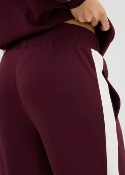 bonprix bonprix Pantalón de chándal de calidad interlock Rojo burdeos con rayas longitudinales New
