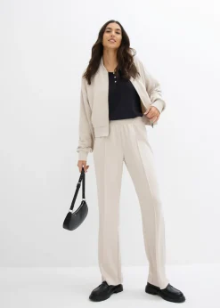 bonprix bonprix Pantalón de chándal de mezcla de viscosa suave gris piedra Outlet