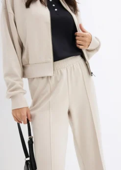 bonprix bonprix Pantalón de chándal de mezcla de viscosa suave gris piedra Outlet
