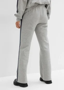 bonprix bonprix Pantalón de chándal de mezcla de algodón suave Gris claro jaspeado/azul marino estampado