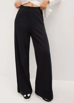 bonprix bonprix Pantalón de chándal de mezcla de algodón Negro Sale