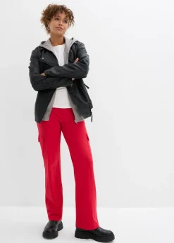 bonprix bonprix Pantalón de chándal en mezcla de algodón elástico Rojo Clearance