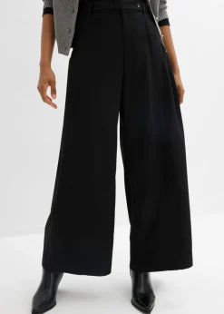 bonprix bonprix Pantalón de corte ancho con cintura cómoda Negro
