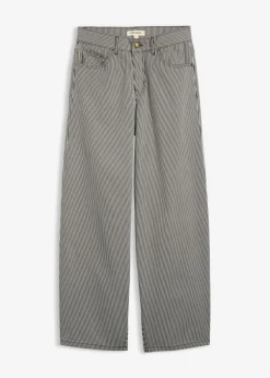 bonprix bonprix Pantalón de corte balloon con rayas negro-blanco lana con rayas Outlet