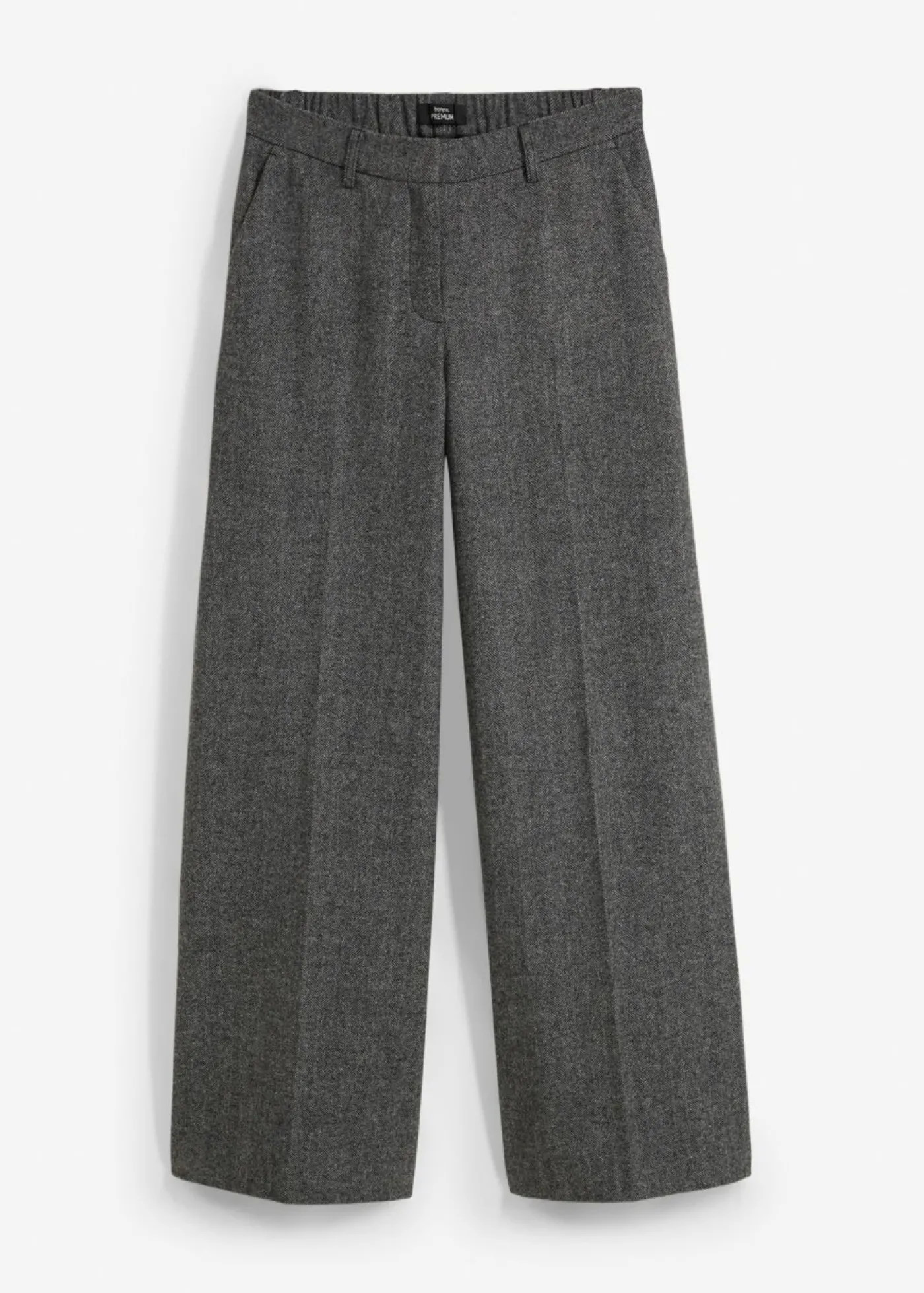bonprix bonprix Pantalón de lana con patrón de espiga Gris-negro Best