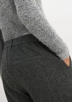 bonprix bonprix Pantalón de lana con patrón de espiga Gris-negro Best