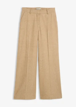 bonprix bonprix Pantalón de lana con patrón de espiga Beige natural jaspeado Hot
