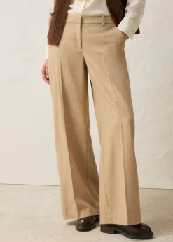 bonprix bonprix Pantalón de lana con patrón de espiga Beige natural jaspeado Hot