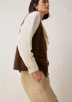 bonprix bonprix Pantalón de lana con patrón de espiga Beige natural jaspeado Hot