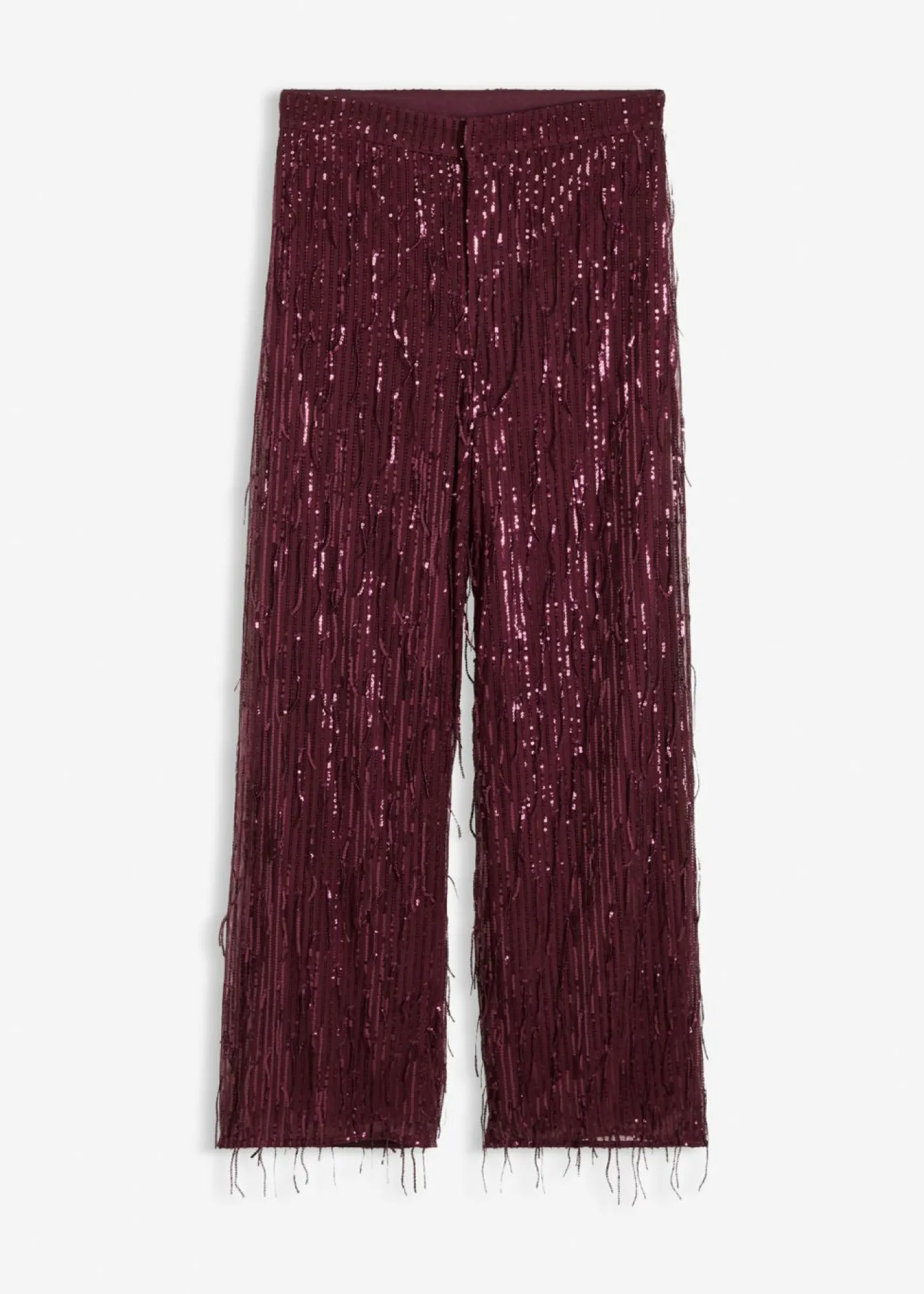 bonprix bonprix Pantalón de lentejuelas con flecos rojo burdeos Sale