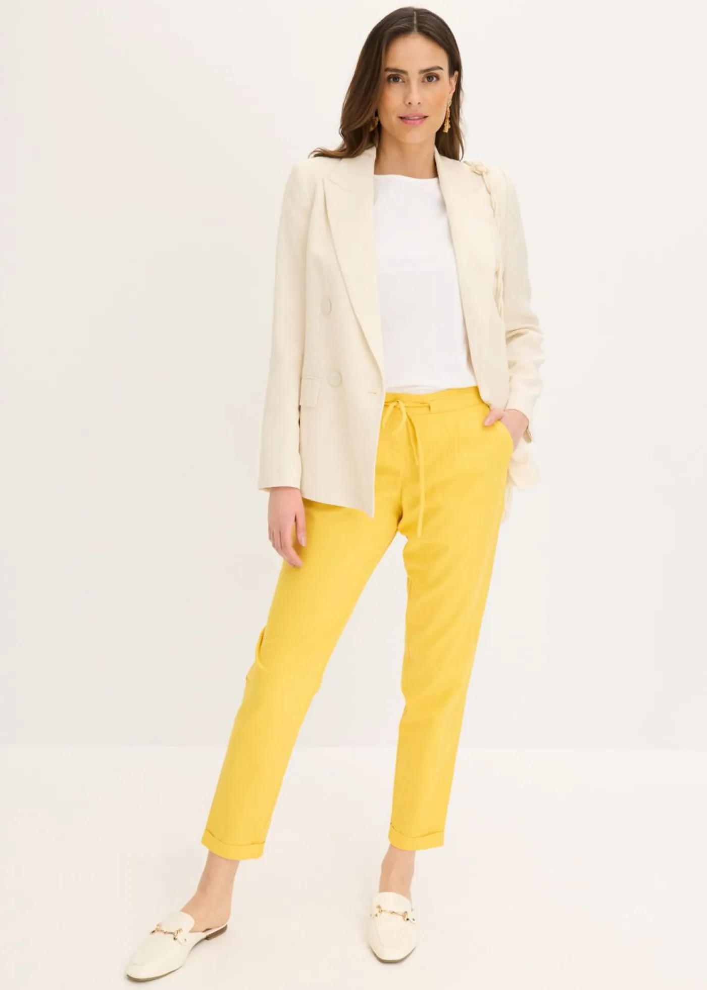 bonprix bonprix Pantalón de lino curry limón Outlet