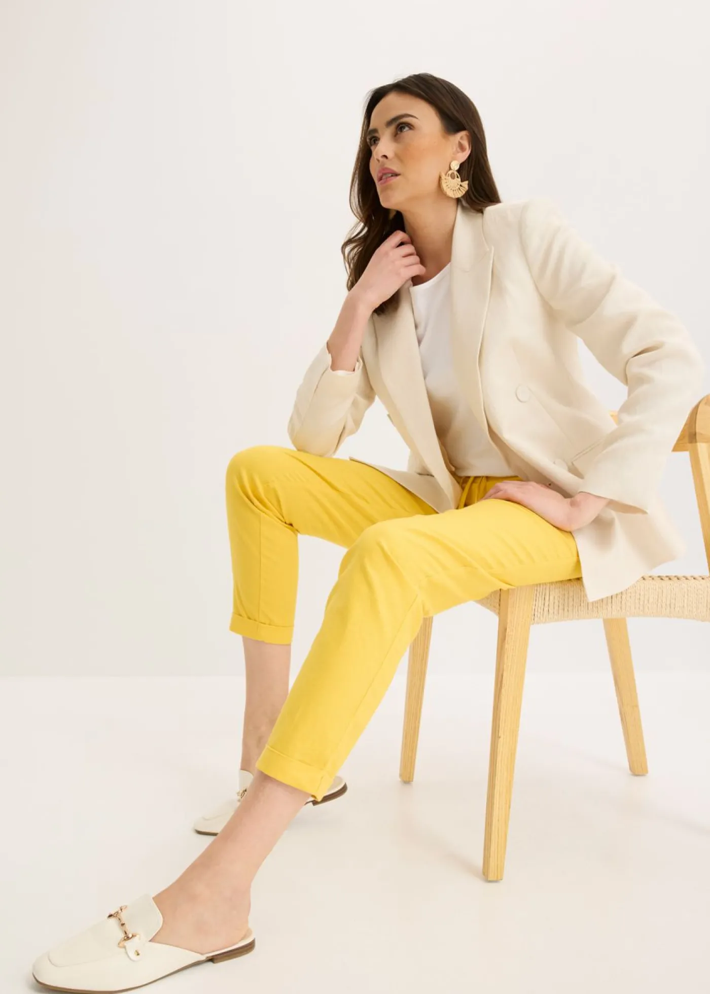 bonprix bonprix Pantalón de lino curry limón Outlet