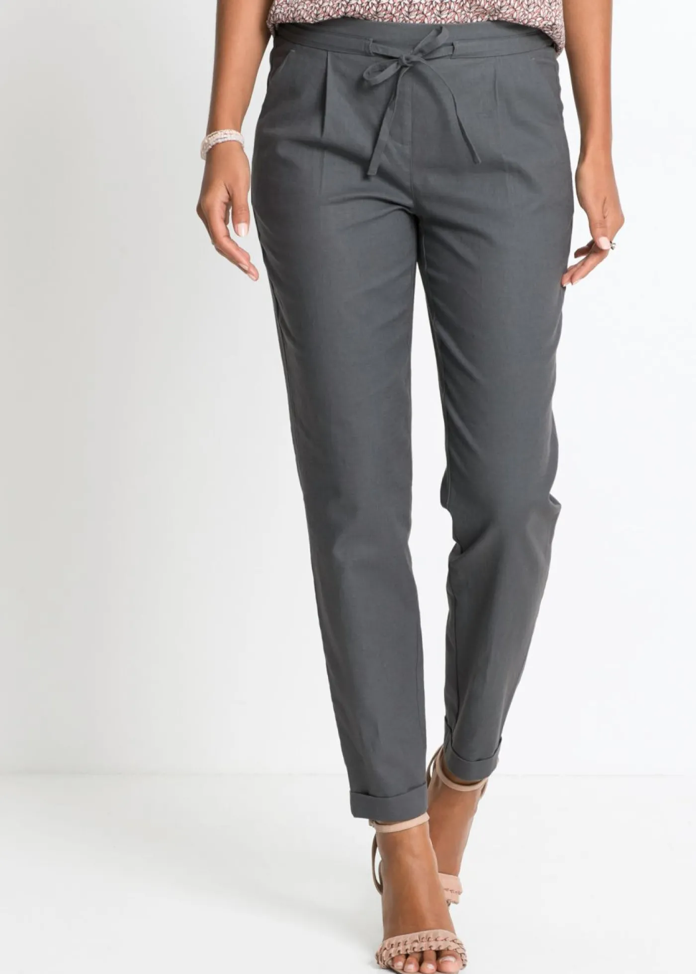 bonprix bonprix Pantalón de lino carbón Sale
