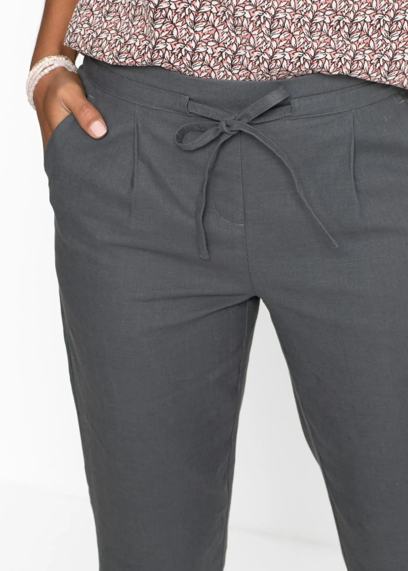 bonprix bonprix Pantalón de lino carbón Sale
