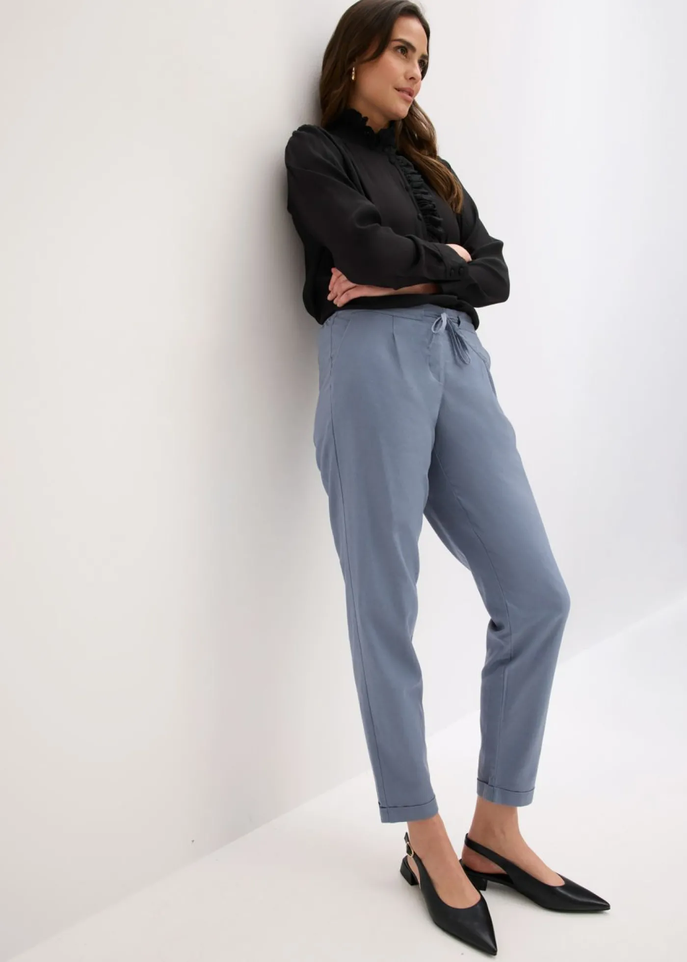 bonprix bonprix Pantalón de lino Azul ahumado New