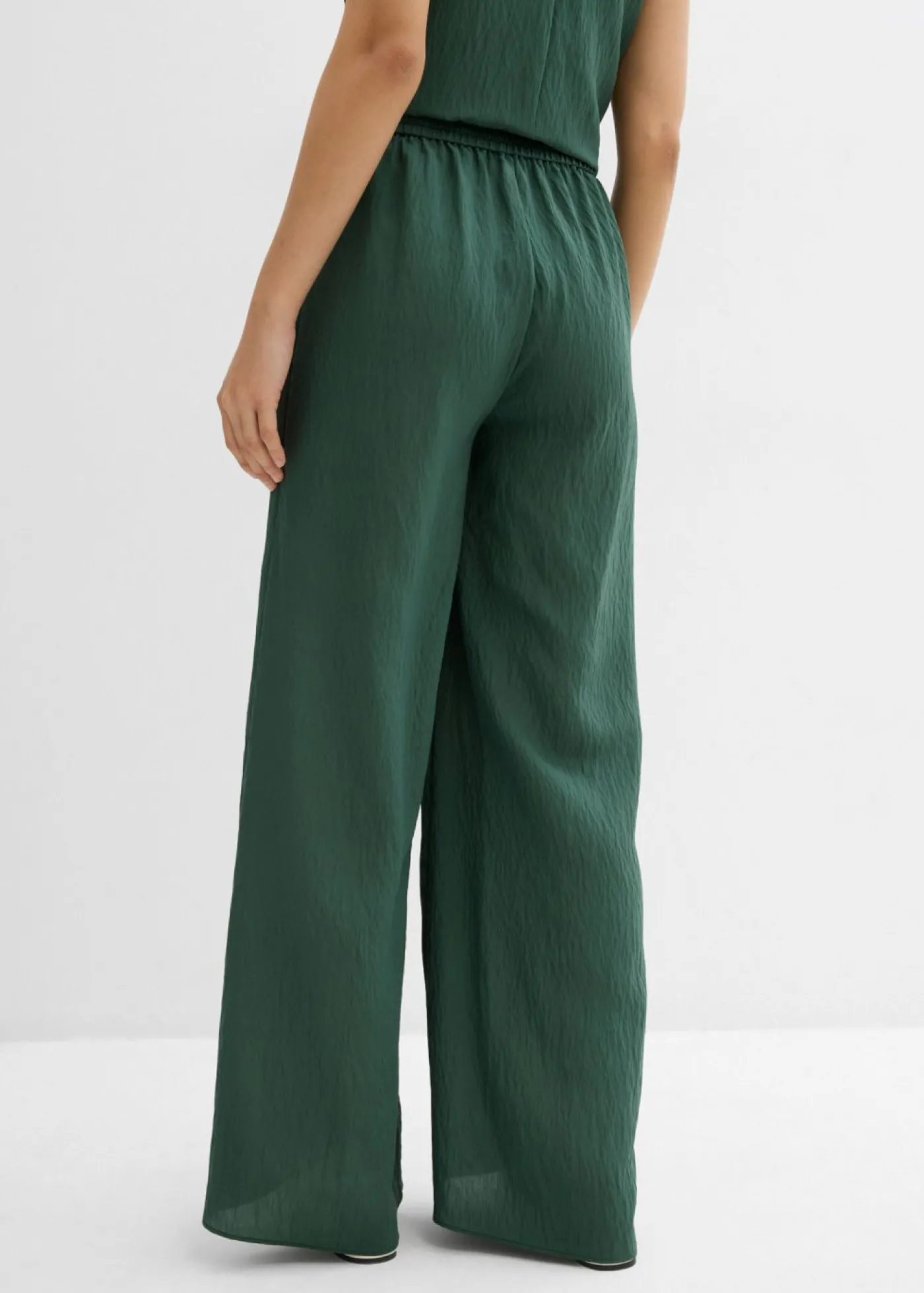 bonprix bonprix Pantalón de mezcla arrugada de viscosa con estructura verde sombra Clearance