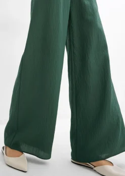 bonprix bonprix Pantalón de mezcla arrugada de viscosa con estructura verde sombra Clearance