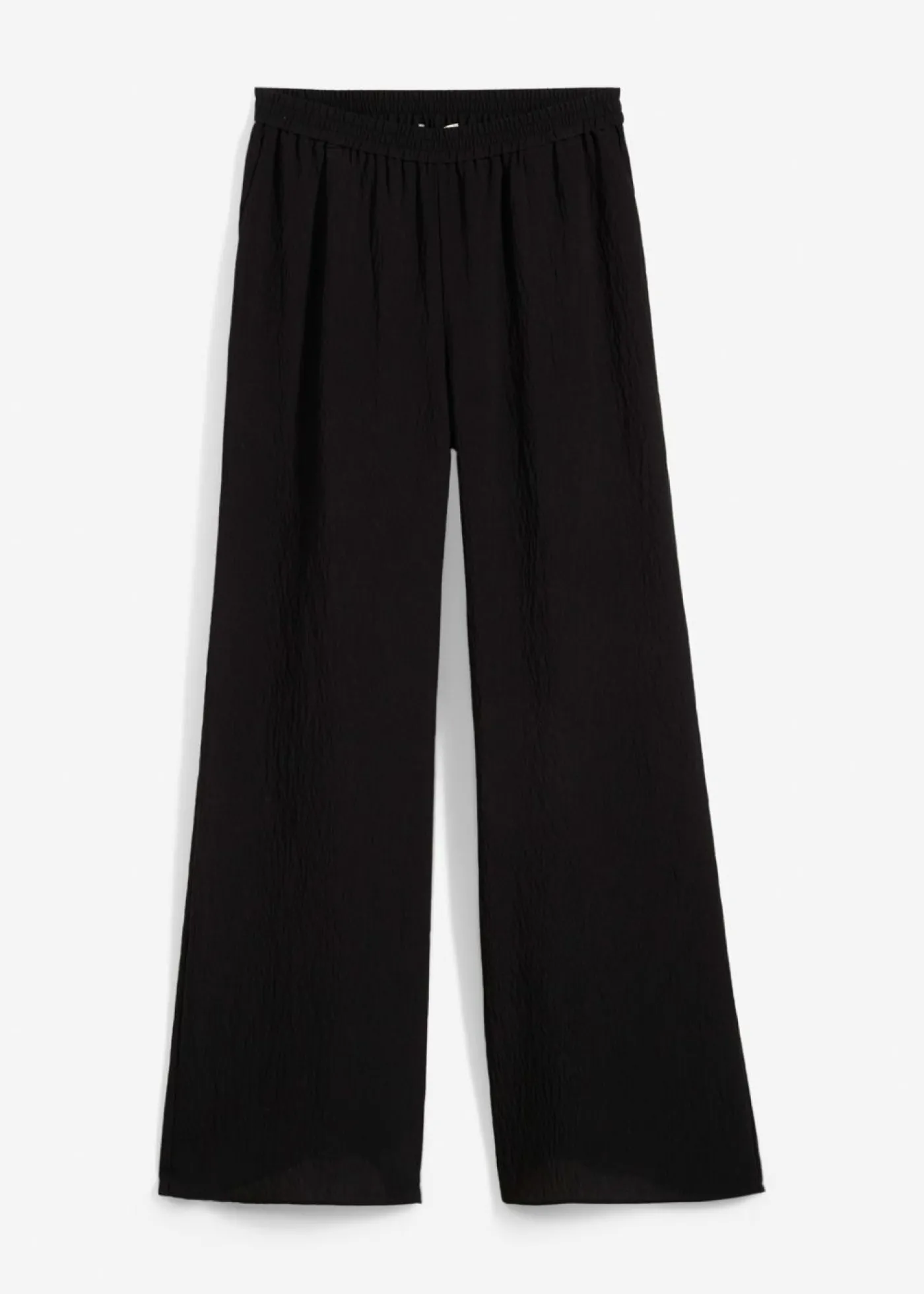 bonprix bonprix Pantalón de mezcla arrugada de viscosa con estructura Negro Hot