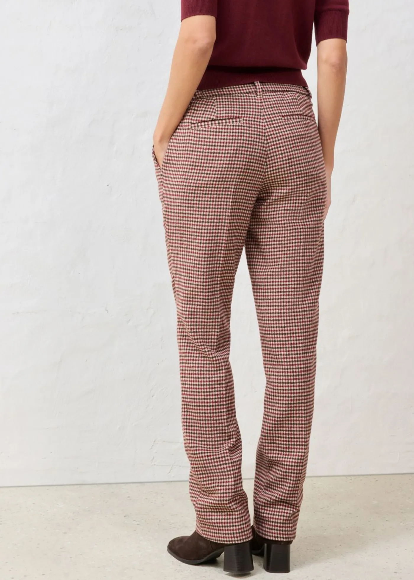 bonprix bonprix Pantalón de mezcla de lana suave Beige almendra/marrón oscuro de cuadros Clearance