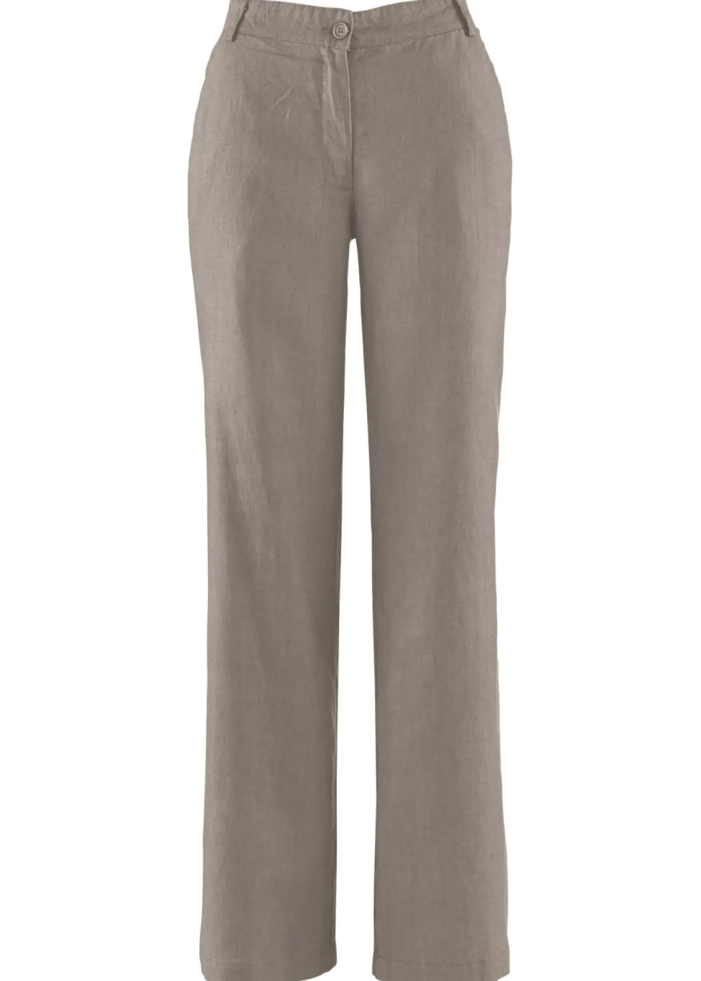 bonprix bonprix Pantalón de mezcla de lino y algodón Marrón grisáceo Clearance