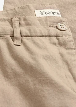 bonprix bonprix Pantalón de mezcla de lino y algodón Marrón grisáceo Clearance