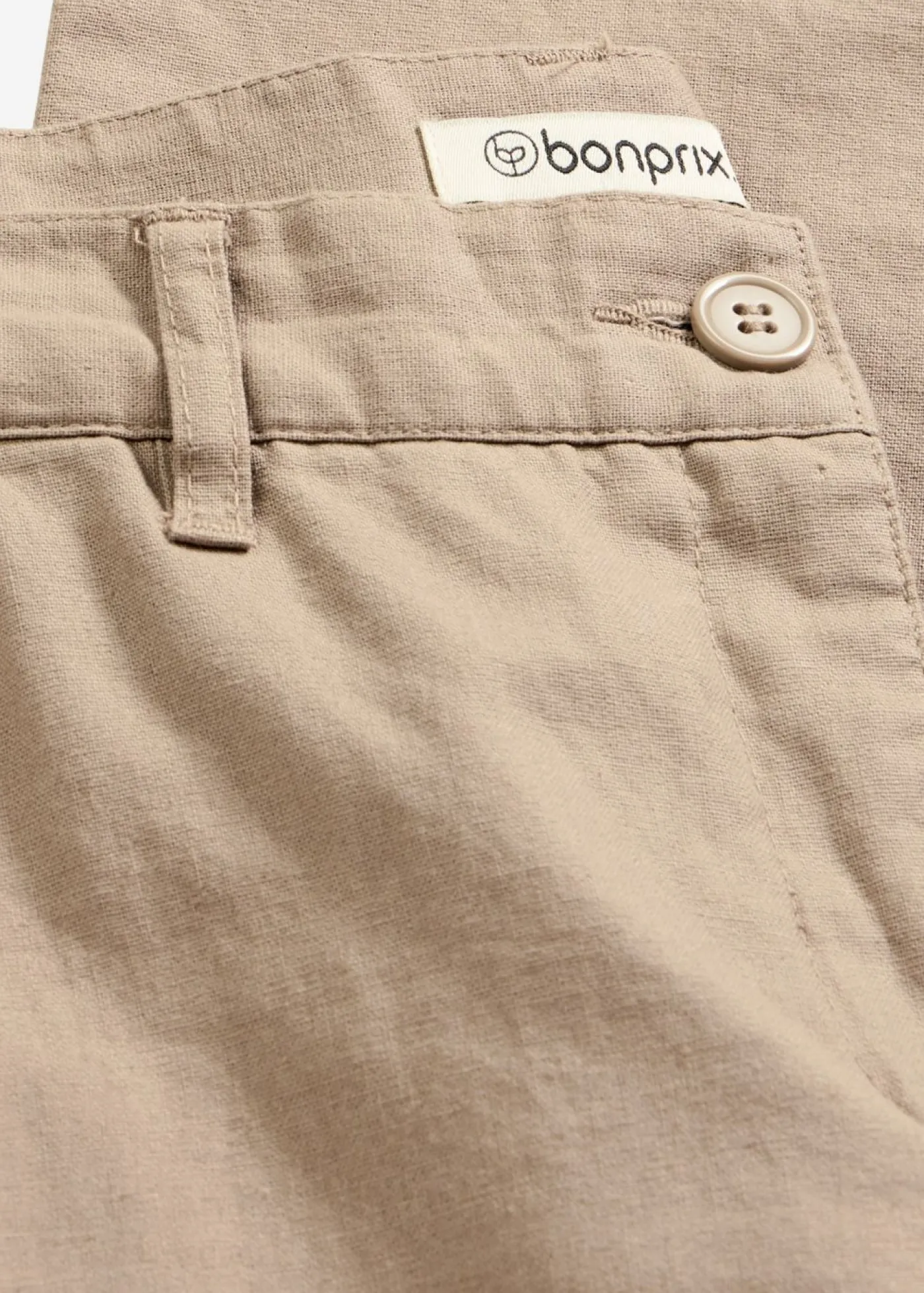 bonprix bonprix Pantalón de mezcla de lino y algodón Marrón grisáceo Clearance