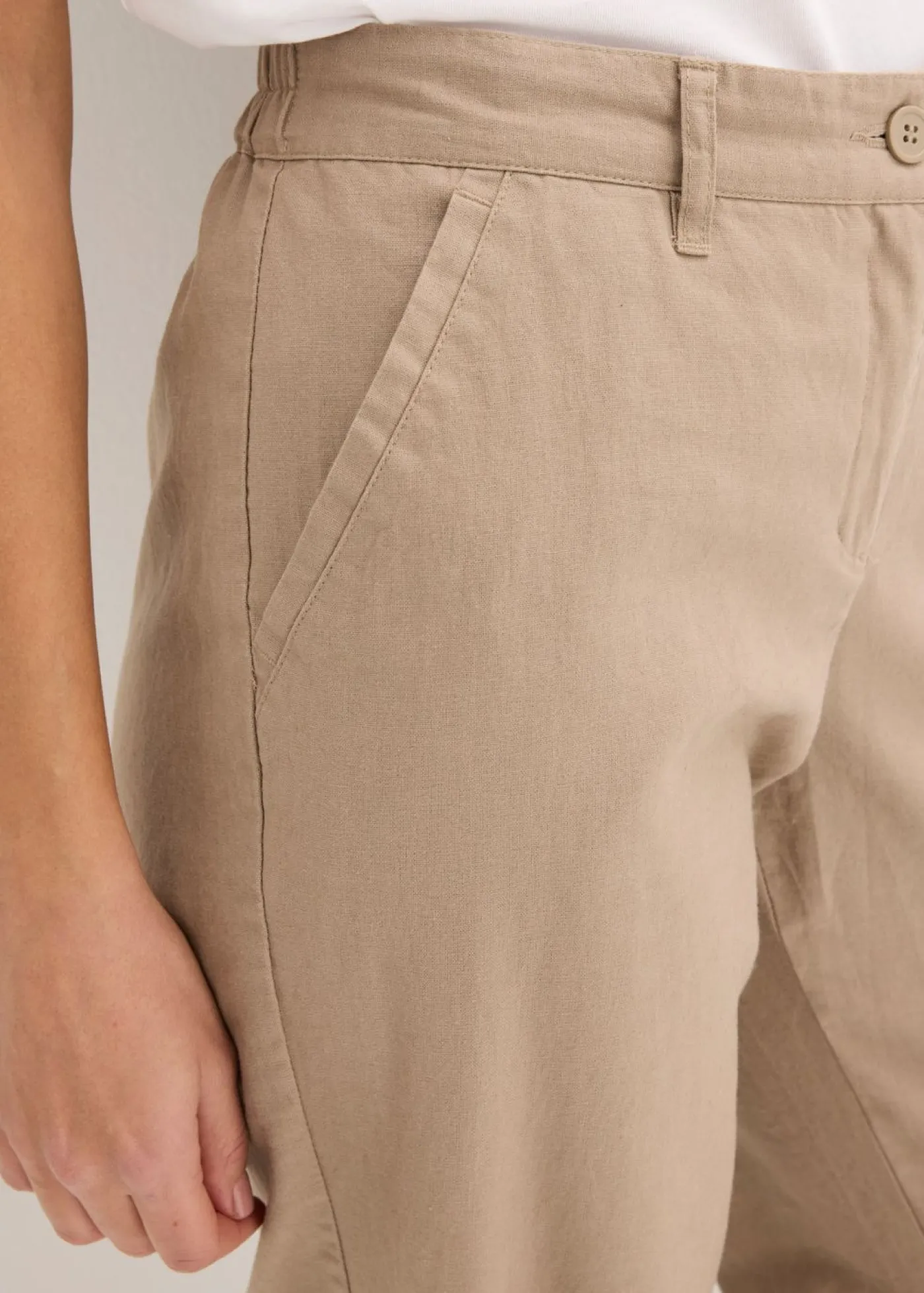 bonprix bonprix Pantalón de mezcla de lino y algodón Marrón grisáceo Clearance