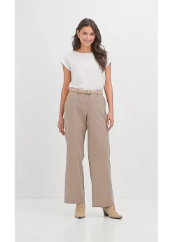 bonprix bonprix Pantalón de mezcla de lino y algodón Marrón grisáceo Clearance