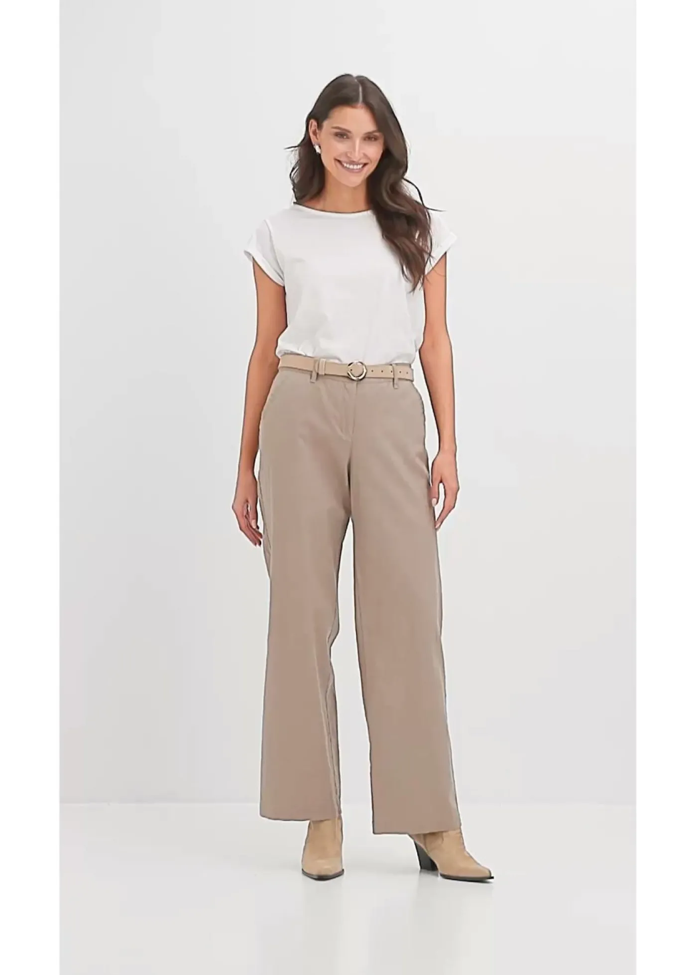 bonprix bonprix Pantalón de mezcla de lino y algodón Marrón grisáceo Clearance