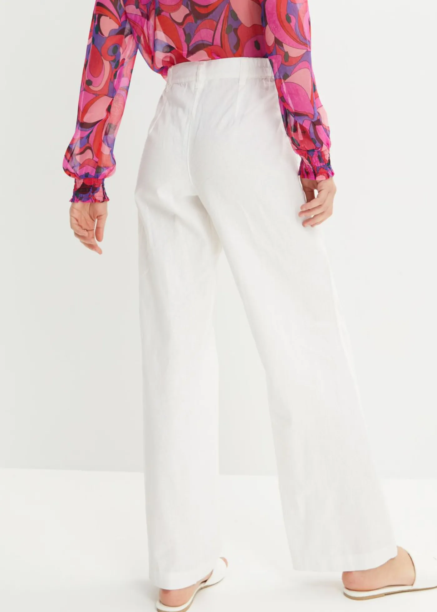 bonprix bonprix Pantalón de mezcla de lino y algodón Blanco Discount