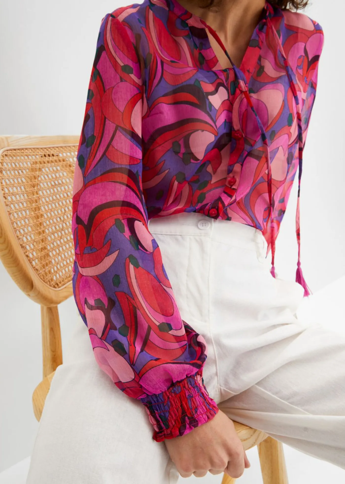 bonprix bonprix Pantalón de mezcla de lino y algodón Blanco Discount